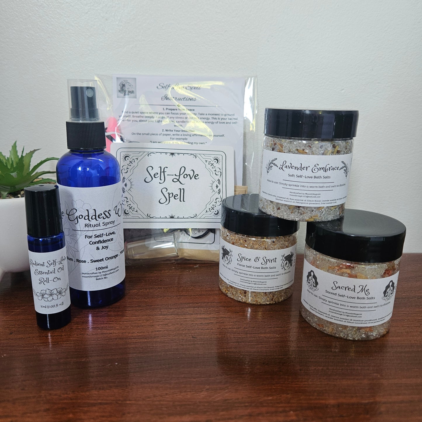 Self-Love Witch Kit – Bath Salts, Ritual Spray, Roll-On & Spell Set for Spiritual Wellness
