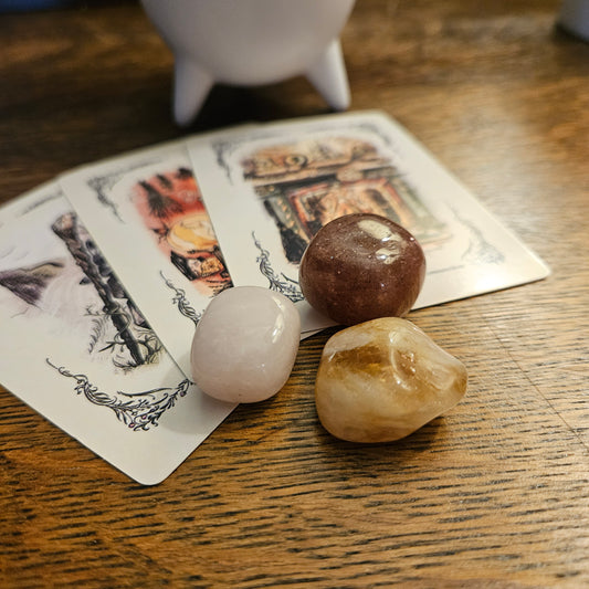 Self-Care, Love & Confidence Crystal Bundle – Citrine, Rose Quartz & Strawberry Quartz