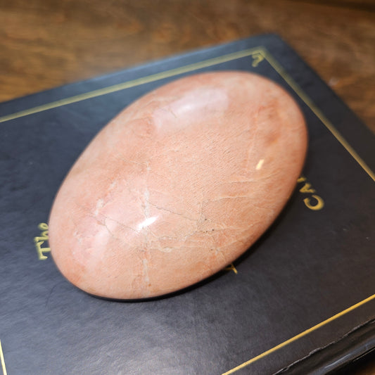 Large Orange/Peach Moonstone Palm Stone – Emotional Healing & Divine Feminine Power