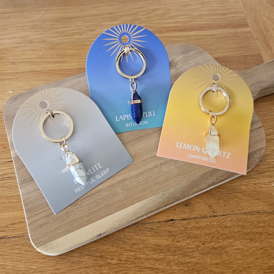 Healing Crystal Keychains – Happiness, Intuition & Sleep Crystals on Unique Keyrings