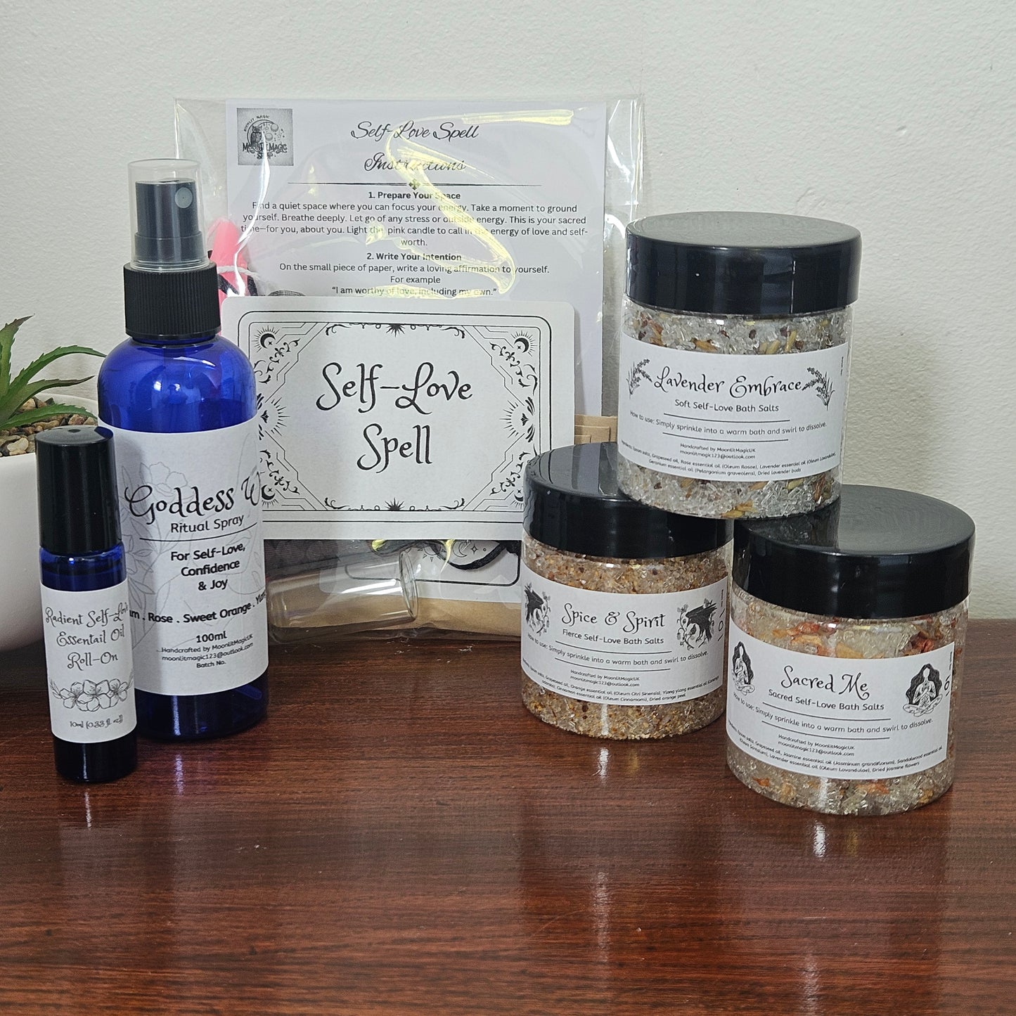 Self-Love Witch Kit – Bath Salts, Ritual Spray, Roll-On & Spell Set for Spiritual Wellness