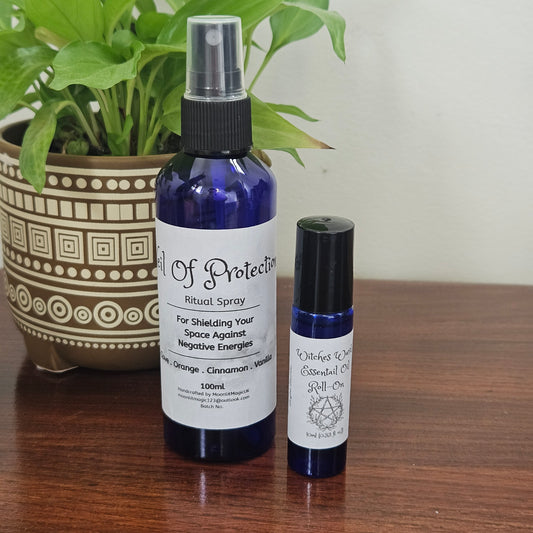 Witch Protection Duo | Ritual Spray & Roll-On Set for Energy Cleansing, Aura Shielding & Spiritual Balance